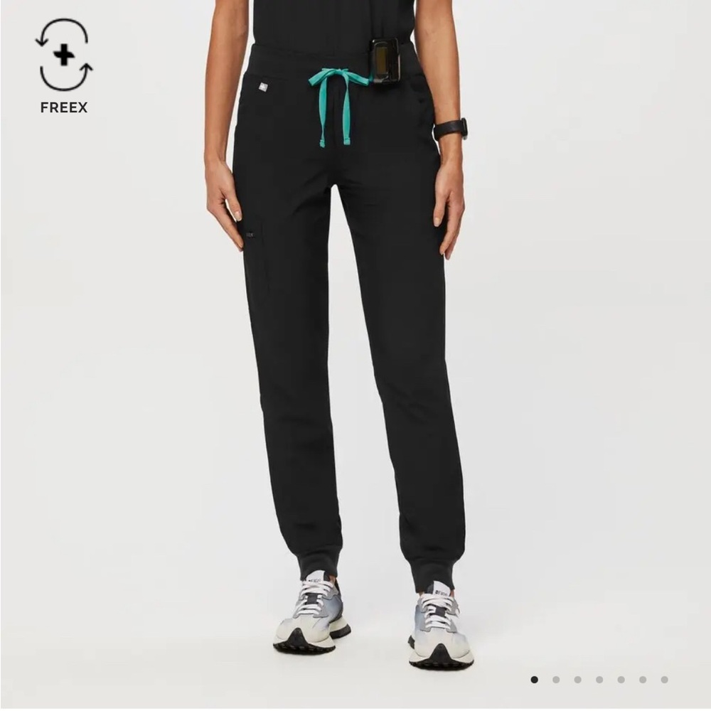 Figs Black Joggers with Teal Accent